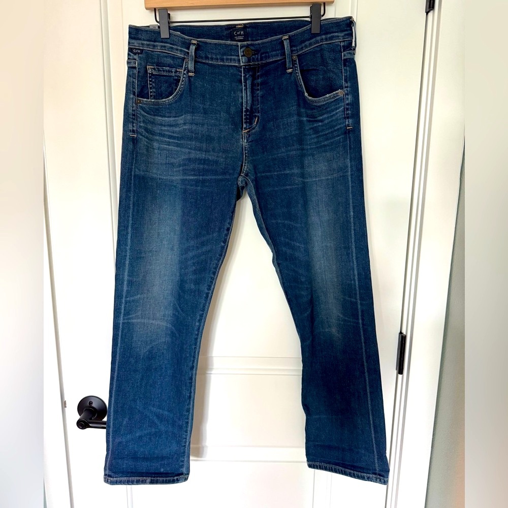 Citizens of Humanity Emerson straight leg blue distressed stretch jeans